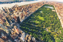Aerial view of Manhattan New York looking north up Central Park