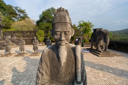 Statues at the tomb of Emperor Khai Dinh, Hue, Vietnam