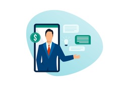 Vector of a professional financial advisor a businessman giving online consultation