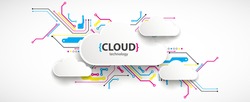Cloud storage technology. Integrated digital web concept background.