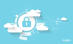 Web cloud technology. Protection concept. System privacy, vector illustration