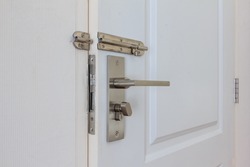 door bolt lock room in house white color