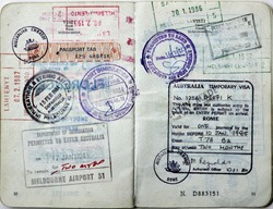 Italian passport.Australia,India,Finland border stamps and Australian visa