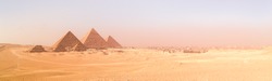 The pyramids of Giza, Cairo, Egypt. Oldest of the Seven Wonders of the Ancient World, and the only one to remain largely intact.