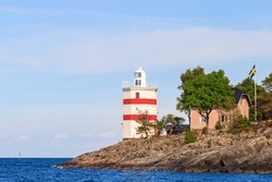 Djurö lighthouse in Lake Vänern in Sweden, a beautiful summer day