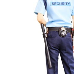 Security guard on white background with clipping path