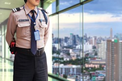 Security guard on modern office building