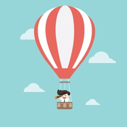 Businessman in hot air balloon