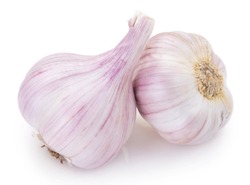 fresh garlic isolated on white background closeup