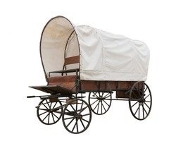 Covered wagon with white top isolate on white background