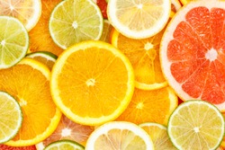 Citrus fruits collection food background oranges lemons limes grapefruit fresh fruit backgrounds
