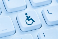 Web accessibility online internet website computer for people with disabilities symbol blue keyboard