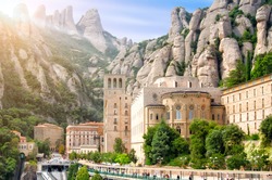 Barcelona, Spain Montserrat Monastery, Santa Maria de Montserrat is a Benedictine abbey located on the mountain of Montserrat nearby from Barcelona.