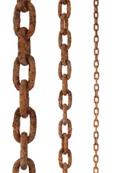tree rusty chains, over a white background