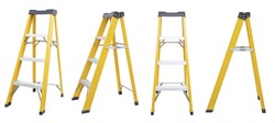 set of yellow Ladder  isolated on white