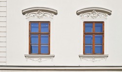 Windows of an ancient building. Old Bratislava, 2019.