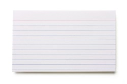 Blank index card isolated on white background.