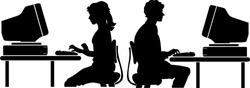 vector file computer worker silhouette