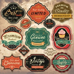 Collection of vintage retro grunge labels, badges and icons