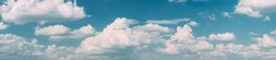 Natural Day Cloudy Sky Abstract Background. Panorama Panoramic View. Backdrop