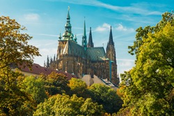 Famous St. Vitus Cathedral Prague, Czech Republic. Sunny day