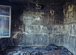old abandoned burned interior photo