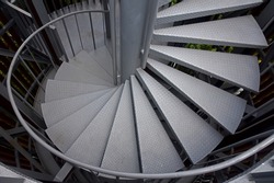 Modern outdoor spiral stair way in tropical area