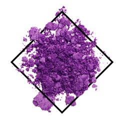 Spread crush purple powder or shattered eyeshadow make up broken over lay square black line frame concept for beauty cosmetic empty space for text