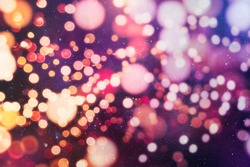 natural bokeh and bright golden lights. Vintage Magic background with colorful bokeh. Spring Summer Christmas New Year disco party