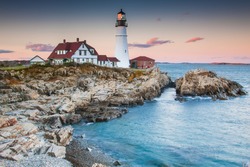 Portland lighthouse in the evening, Maine