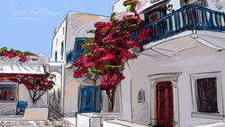 Drawing to the greek town