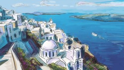 illustration the greek town