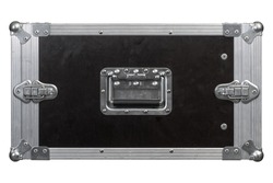Photo of a isolated road case or flight case with reinforced metal corners.  Background image for music-related shipping and touring. Clipping path included.