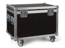 Photo of a isolated road case or flight case with reinforced metal corners and wheels. Clipping path included.