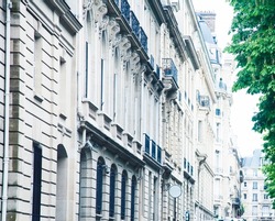 houses on french streets of Paris. citylife concept. regular view