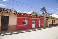 Colored houses in San Cristobal de las Casas, Mexico