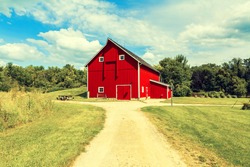Traditional Red American Countryside Farm