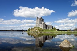 View of the 15th century Dunguaire Castle, Galway Bay in Kinvara, Ireland.
