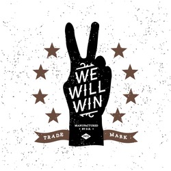 vintage label with we will win ( T-Shirt Print )