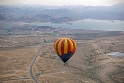 Hot Air Balloon over the Arizona desert near Lake Pleasant
