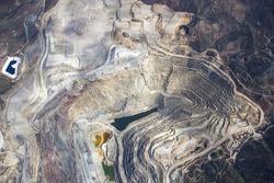 Aerial view of an open pit mining in Arizona