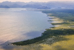 Aerial view on a shore of Lake Skadar in Montenegro