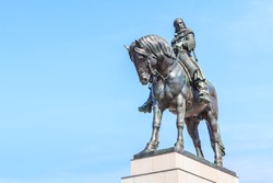 A horseback riding Jan Zizka statue on the national monument of the Czech Republic in Vitkov / Prague
