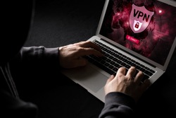 Man using VPN (Virtual Private Network) so surf internet anonymous