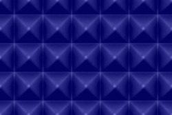Blue acoustic sound proof pyramid foam seamless pattern. Texture of wall of music recording studio. Polyurethane insulation material. Abstract background. Vector illustration