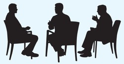 Silhouette of Business Men Having Discussion