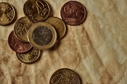 Euro cents financical background. Poverty concept