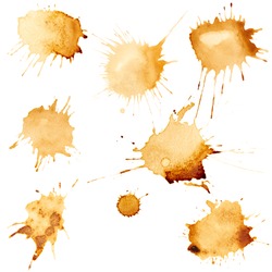 Set of coffee stains isolated on white background