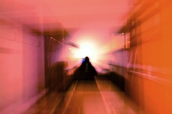 Abstract shot of scary silhouette in room. Concept of spirits, ghosts and astral travel