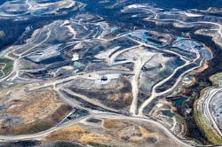 Aerial photo, Mountain Top Removal Coal Mining site, near Cowen, Webster County, West Virginia, USA